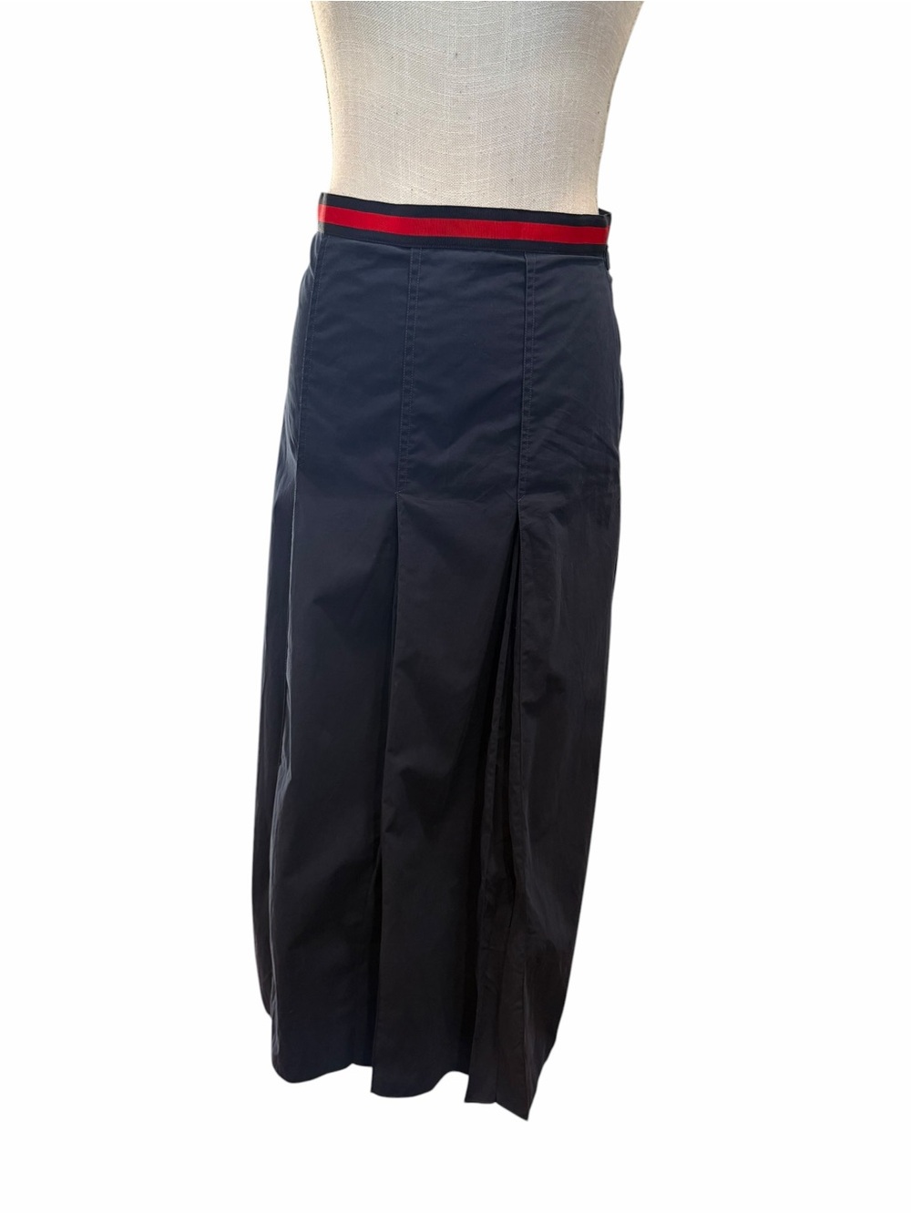 Gucci Navy Midi Skirt with Red Waistband - Picture 4 of 7